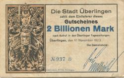 Überlingen - Stadt - 17.11.1923 - 2 Billionen Mark 