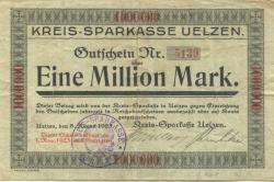 Uelzen - Kreis-Sparkasse - 8.8.1923 - 1.11.1923 - 1 Million Mark 