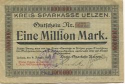 Uelzen - Kreis-Sparkasse - 8.8.1923 - 1.11.1923 - 1 Million Mark 