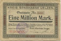 Uelzen - Kreis-Sparkasse - 8.8.1923 - 1.11.1923 - 1 Million Mark 