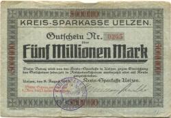 Uelzen - Kreis-Sparkasse - 8.8.1923 - 1.11.1923 - 5 Millionen Mark 