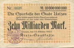 Uelzen - Kreis-Sparkasse - 25.10.1923 - 10 Milliarden Mark 
