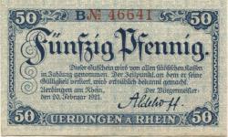 Uerdingen (heute: Krefeld) - Stadt - 20.2.1921 - 50 Pfennig