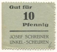 Unkel-Scheuren - Schreiner, Josef, Bäckerei, Lebensmittel, Scheurener Str. 265 - -- - 10 Pfennig 