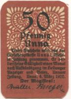 Unna - Stadt - 4.3.1920 - 50 Pfennig 