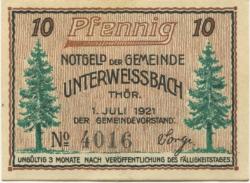 Unterweißbach - Gemeinde - 1.7.1921 - 10 Pfennig 