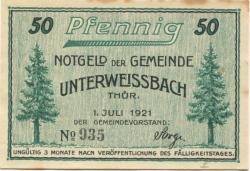 Unterweißbach - Gemeinde - 1.7.1921 - 50 Pfennig 