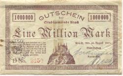 Urach - Stadt -.20.8.1923 - 1.1.1924 - 1 Million Mark 