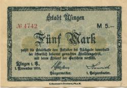 Usingen - Stadt - 1.11.1918 - 5 Mark 