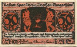 (Vaethen-)Tangerhütte - Rabatt Spar-Verein - 1.5.1921 - 50 Pfennig 