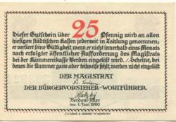 Verden - Stadt - 1.6.1920 - 25 Pfennig 