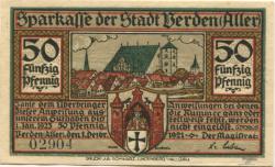 Verden - Stadt - 1.12.1921 - 50 Pfennig