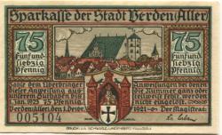 Verden - Stadt - 1.12.1921 - 75 Pfennig 