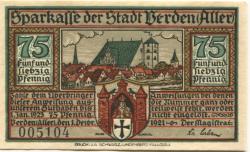 Verden - Stadt - 1.12.1921 - 75 Pfennig