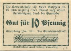 Vienenburg (heute: Goslar) - Gemeinde - Juni 1921 - 10 Pfennig