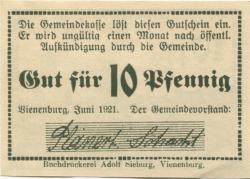 Vienenburg (heute: Goslar) - Gemeinde - Juni 1921 - 10 Pfennig
