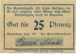 Vienenburg (heute: Goslar) - Gemeinde - Juni 1921 - 25 Pfennig