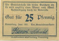 Vienenburg (heute: Goslar) - Gemeinde - Juni 1921 - 25 Pfennig