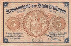 Villingen - Stadt - 15.11.1918 - 1.4.1919 - 5 Mark