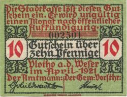 Vlotho - Stadt - April 1921 - 10 Pfennig