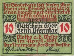 Vlotho - Stadt - April 1921 - 10 Pfennig 