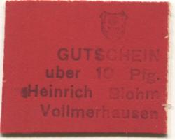 Vollmerhausen (heute: Gummersbach) - Blohm, Heinrich, Kolonialwaren - -- - 10 Pfennig 