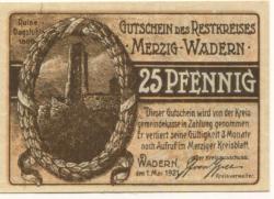 Wadern - Restkreis Merzig-Wadern - 1.5.1921 - 25 Pfennig 