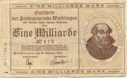 Waiblingen - Stadt - 18.10.1923 - 1 Milliarde Mark 