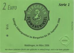Waiblingen - Biergarten Schwaneninsel, Winnender Str. 4 - März 2006 - 30.9.2006 - 2 Euro