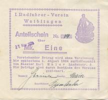 Waiblingen - 1.Radfahrer-Verein - - 1.8.1924 - 1 Mark 