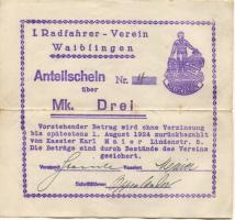 Waiblingen - 1.Radfahrer-Verein - - 1.8.1924 - 3 Mark 