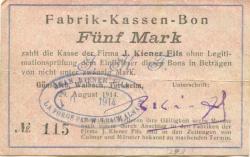 Walbach - Kiener, Jean Fils - 10.(?).1914 - 5 Mark 