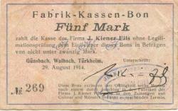 Walbach - Kiener, Jean Fils - 11.11.1914 - 5 Mark 