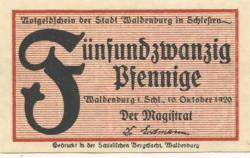 Waldenburg (heute: PL-Walbrzych) - Stadt - 10.10.1920 - 25 Pfennig
