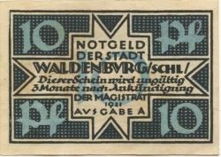 Waldenburg (heute: PL-Walbrzych) - Stadt - 1921 - 10 Pfennig