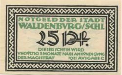 Waldenburg (heute: PL-Walbrzych) - Stadt - 1921 - 25 Pfennig