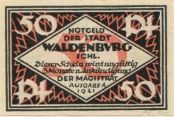 Waldenburg (heute: PL-Walbrzych) - Stadt - 1921 - 50 Pfennig