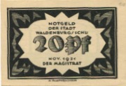 Waldenburg (heute: PL-Walbrzych) - Stadt - November 1921 - 20 Pfennig