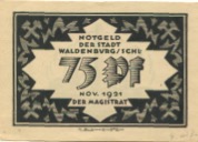 Waldenburg (heute: PL-Walbrzych) - Stadt - November 1921 - 75 Pfennig