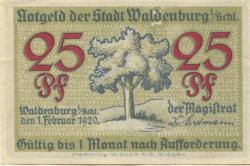 Waldenburg (heute: PL-Walbrzych) - Stadt - 1.2.1920 - 25 Pfennig
