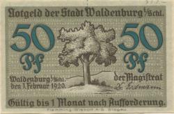 Waldenburg (heute: PL-Walbrzych) - Stadt - 1.2.1920 - 50 Pfennig