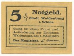 Waldenburg (heute: PL-Walbrzych) - Stadt - 1.3.1920 - 5 Pfennig