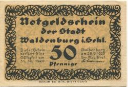 Waldenburg (heute: PL-Walbrzych) - Stadt - 29.9.1920 - 31.12.1920 - 50 Pfennig
