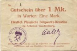 Waldenburg (heute: PL-Walbrzych) - Fürstlich Plessische Bergwerks-Direktion, Schloss Waldenburg - - 20.9.1914 - 1 Mark
