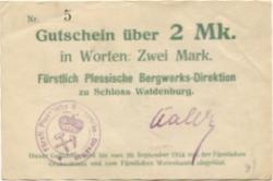 Waldenburg (heute: PL-Walbrzych) - Fürstlich Plessische Bergwerks-Direktion, Schloss Waldenburg - - 20.9.1914 - 2 Mark 