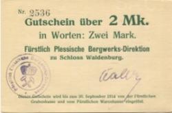 Waldenburg (heute: PL-Walbrzych) - Fürstlich Plessische Bergwerks-Direktion, Schloss Waldenburg - - 20.9.1914 - 2 Mark