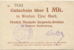 Waldenburg (heute: PL-Walbrzych) - Fürstlich Plessische Bergwerks-Direktion, Schloss Waldenburg - - 20.10.1914 - 1 Mark