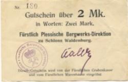 Waldenburg (heute: PL-Walbrzych) - Fürstlich Plessische Bergwerks-Direktion, Schloss Waldenburg - -- - 2 Mark