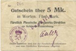 Waldenburg (heute: PL-Walbrzych) - Fürstlich Plessische Bergwerks-Direktion, Schloss Waldenburg - -- - 5 Mark