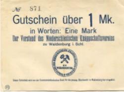 Waldenburg (heute: PL-Walbrzych) - Niederschlesischer Knappschaftsverein - -- - 1 Mark